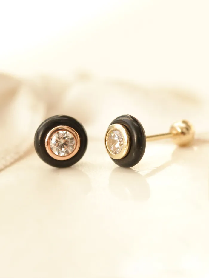 MinimalBijoux Earrings 14K Gold Black and Gold Cartilage Earring 20G