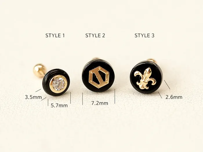 MinimalBijoux Earrings 14K Gold Black and Gold Cartilage Earring 20G