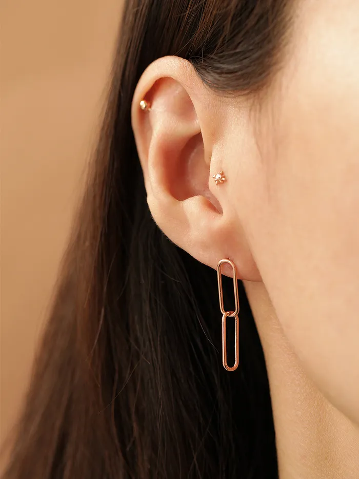 MinimalBijoux Earrings 14K gold Clip Drop cartilage earring 20g