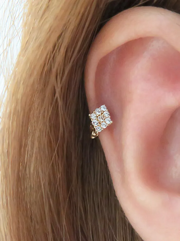 MinimalBijoux Earrings 14K Gold Diamond Cartilage Hoop Earring