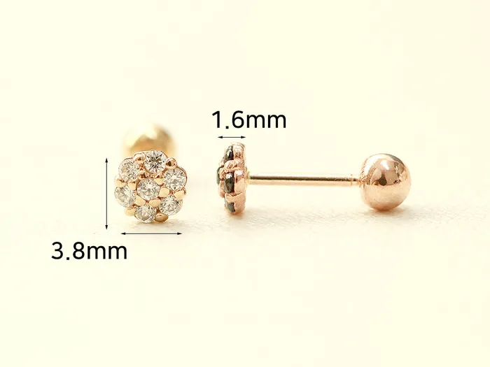 MinimalBijoux Earrings 14K Gold Mini Colorful Flower Cartilage Earring 20G