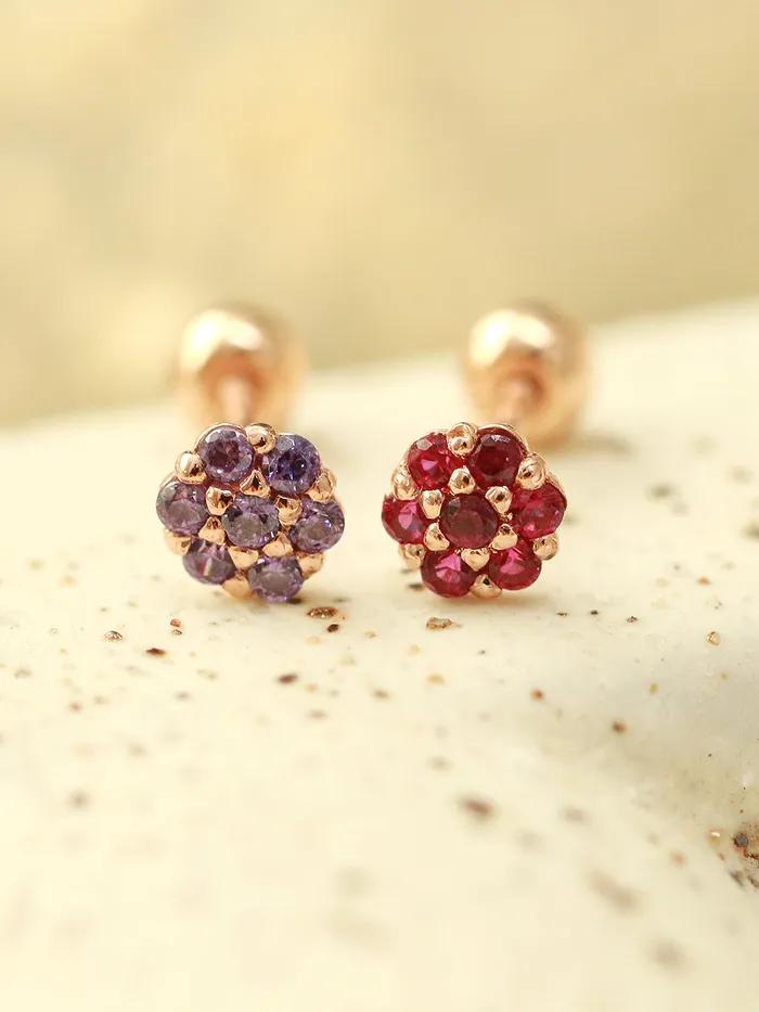 MinimalBijoux Earrings 14K Gold Mini Colorful Flower Cartilage Earring 20G