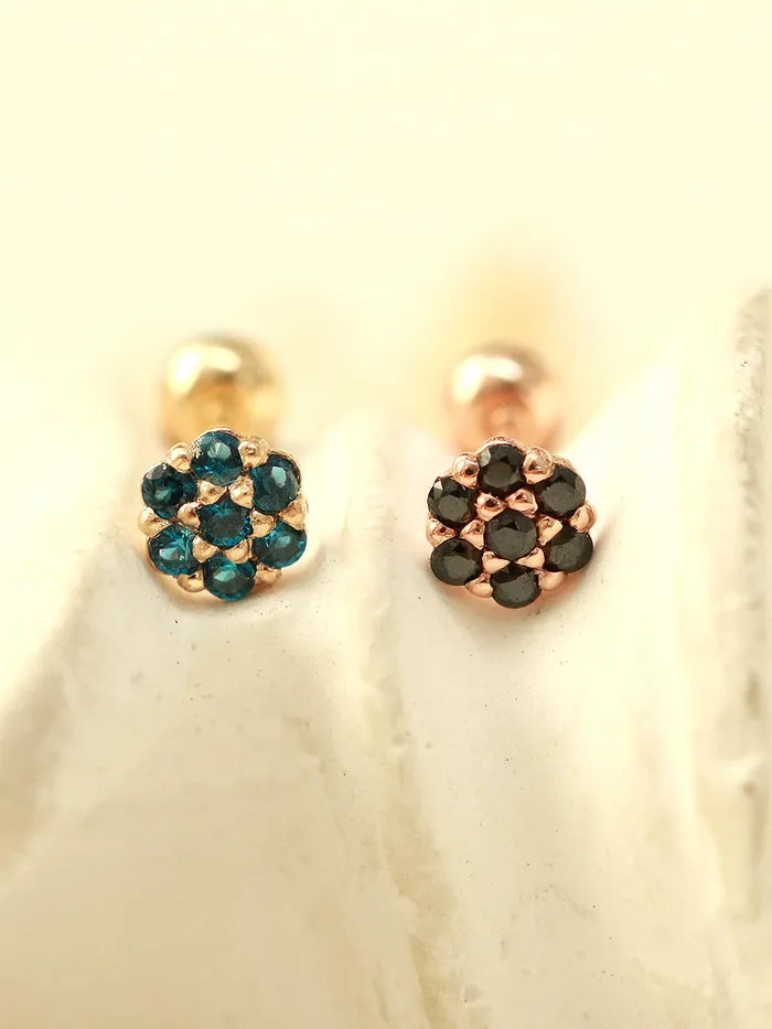 MinimalBijoux Earrings 14K Gold Mini Colorful Flower Cartilage Earring 20G