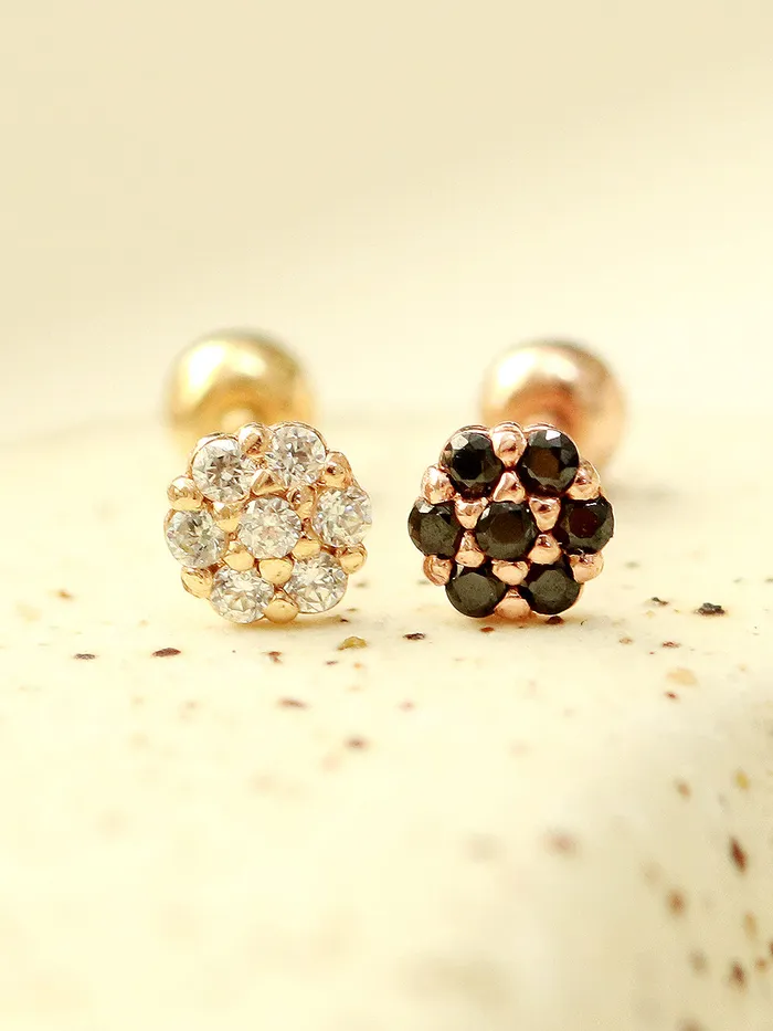 MinimalBijoux Earrings 14K Gold Mini Colorful Flower Cartilage Earring 20G