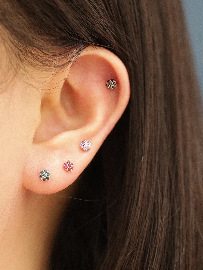 MinimalBijoux Earrings 14K Gold Mini Colorful Flower Cartilage Earring 20G