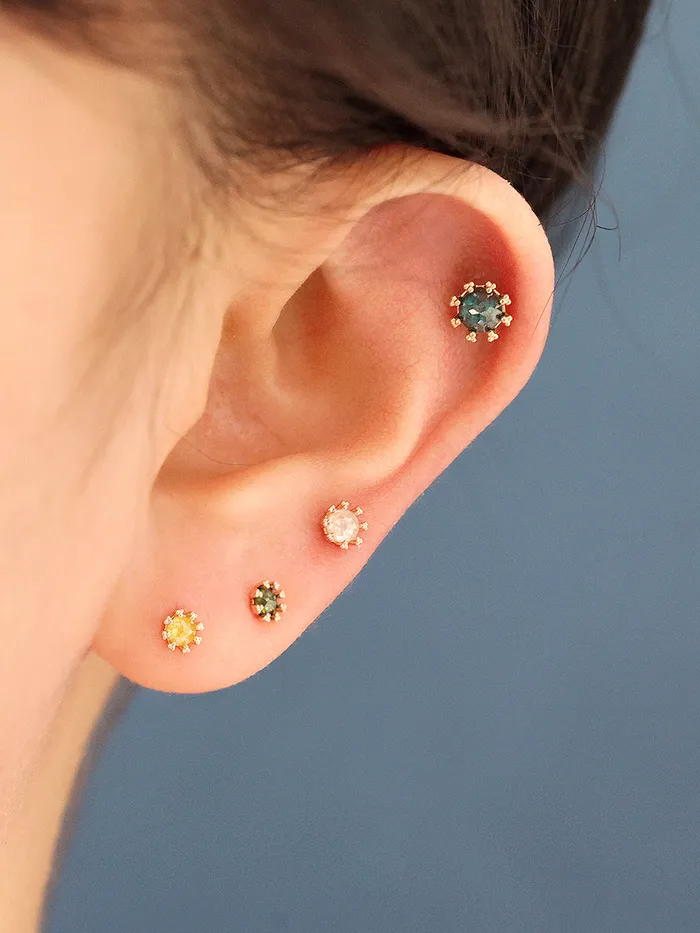 MinimalBijoux Earrings 14K Gold Triangle Ball Rough Diamond Cartilage Earring 20G18G16G MinimalBijoux Earrings 14K Gold Triangle Ball Rough Diamond Cartilage Earring 20G18G16G