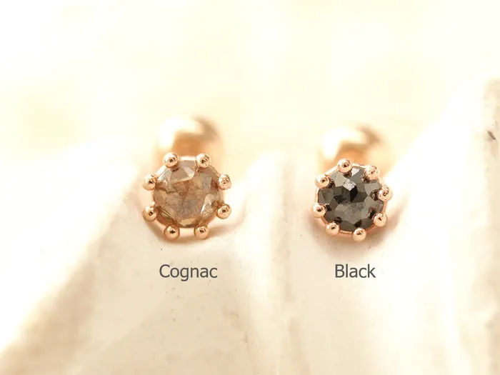 MinimalBijoux Earrings 14K Gold Triangle Ball Rough Diamond Cartilage Earring 20G18G16G