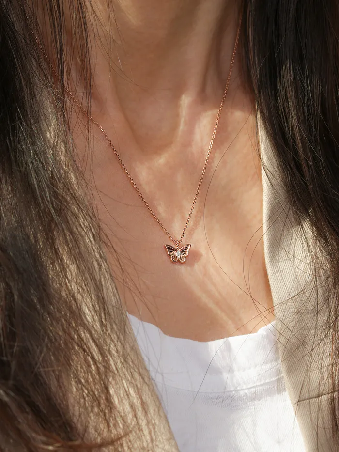 MinimalBijoux Necklaces 14K 18K Gold Sweet Butterfly Necklace