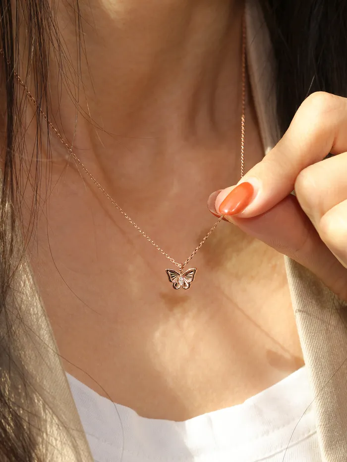 MinimalBijoux Necklaces 14K 18K Gold Sweet Butterfly Necklace
