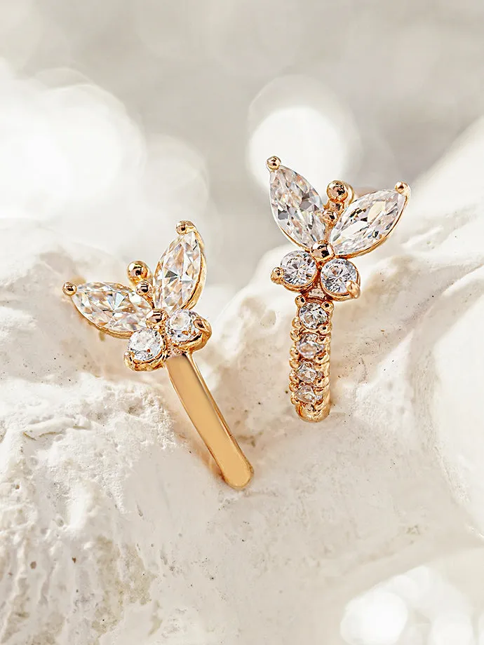 MinimalBijoux Rings 14K Gold Butterfly Half Ring Internally Threaded Labret Piercing 18G16G MinimalBijoux Rings 14K Gold Butterfly Half Ring Internally Threaded Labret Piercing 18G16G