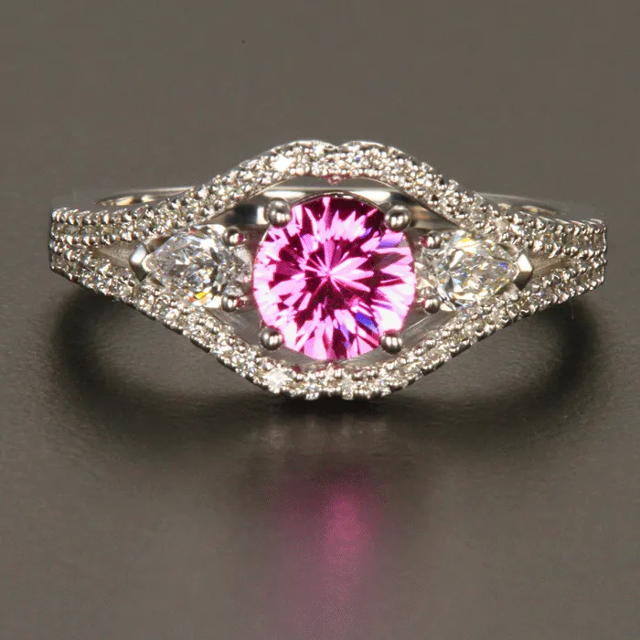 Moriartys Gem Art 14K White Gold Pink Sapphire and Diamond Ring 111 Carats Rings Moriartys Gem Art 14K White Gold Pink Sapphire and Diamond Ring 111 Carats Rings