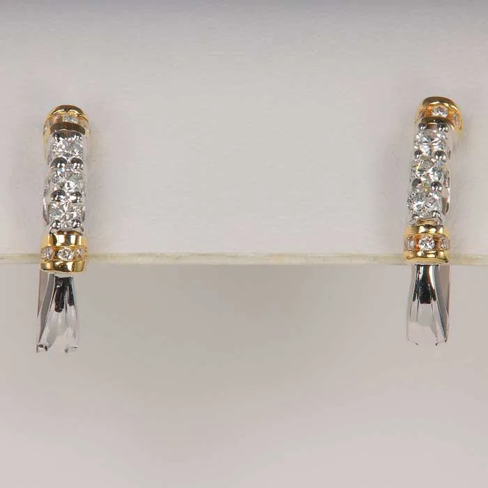 Moriartys Gem Art Earrings 14K White and Yellow Gold Diamond Earrings 50 Carats Moriartys Gem Art Earrings 14K White and Yellow Gold Diamond Earrings 50 Carats
