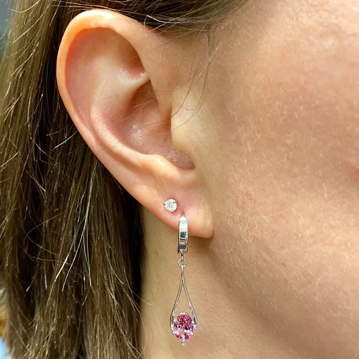 Moriartys Gem Art Earrings 14K White Gold Mahenge Malaia Garnet and Diamond Earrings 242 Carats