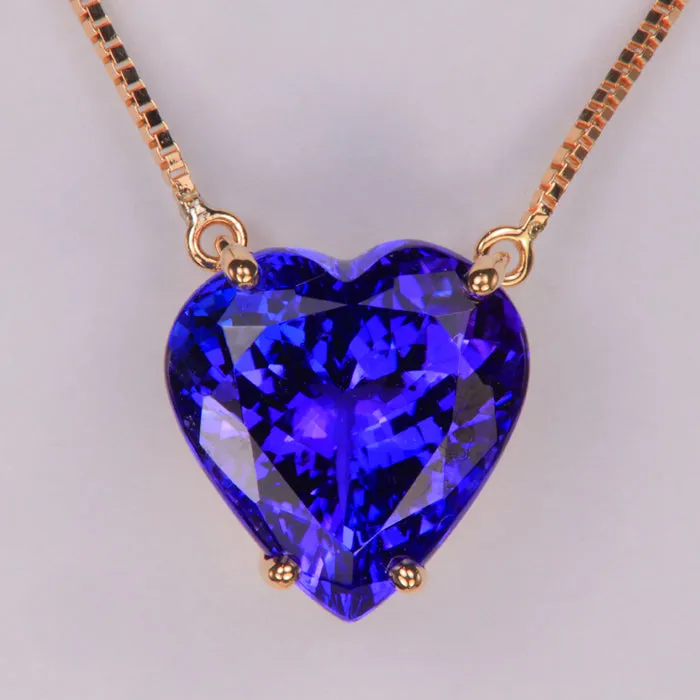 Moriartys Gem Art Necklaces 14K Yellow Gold Heart Tanzanite Necklace 582 Carats Moriartys Gem Art Necklaces 14K Yellow Gold Heart Tanzanite Necklace 582 Carats