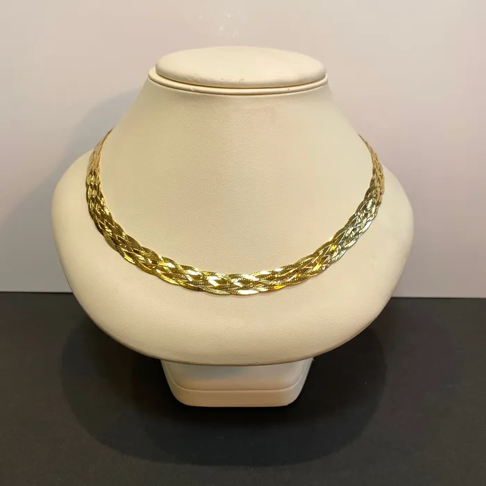 Moriartys Gem Art Necklaces 18K Yellow Gold Braided Omega Necklace