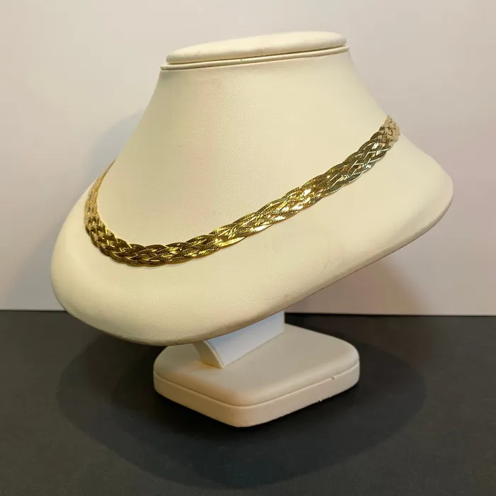 Moriartys Gem Art Necklaces 18K Yellow Gold Braided Omega Necklace