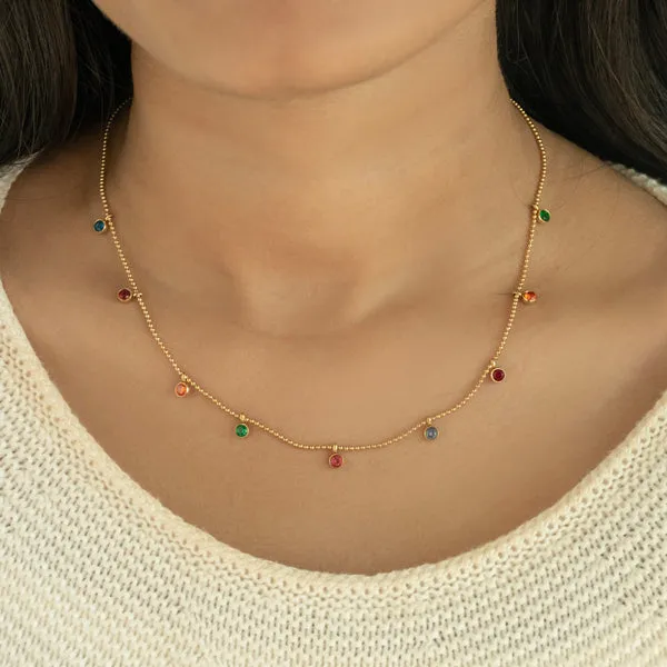 Multi Stone Dainty Necklace Upakarna Necklaces