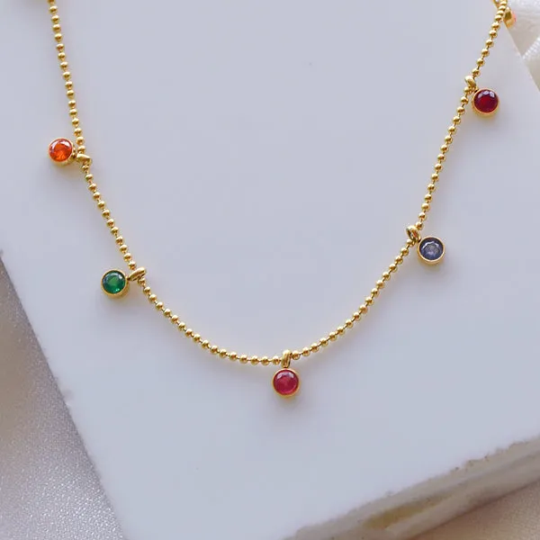 Multi Stone Dainty Necklace Upakarna Necklaces
