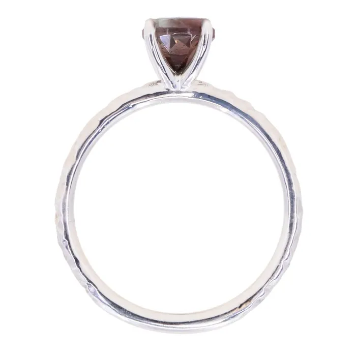 Naveet Rings 090ct Round Oregon Sunstone Solitaire Ring in Sterling Silver with Evergreen Texture