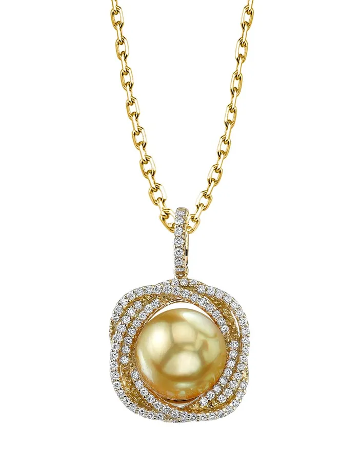 Necklaces Golden South Sea Pearl Diamond Orion Pendant SPT