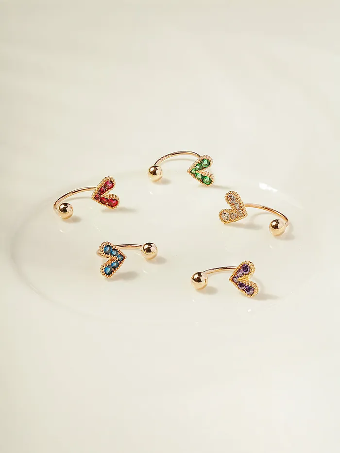 Necklaces MinimalBijoux 14K Gold Bling Lovely Heart Curve Piercing 20G