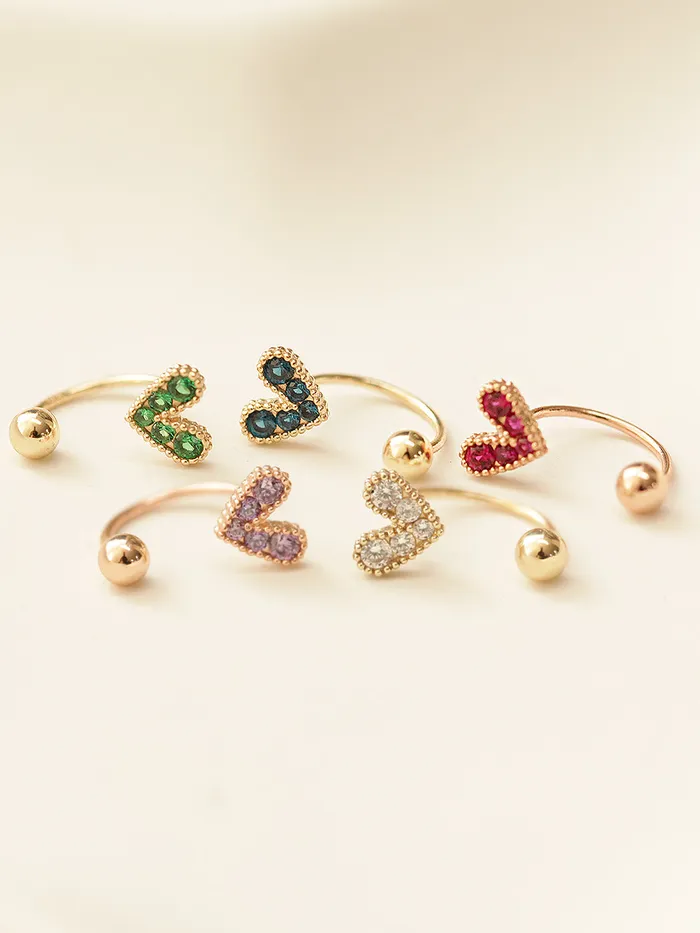 Necklaces MinimalBijoux 14K Gold Bling Lovely Heart Curve Piercing 20G