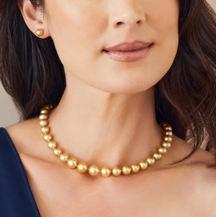 Necklaces SPT Golden South Sea Pearl Necklace 130150mm AAA Quality