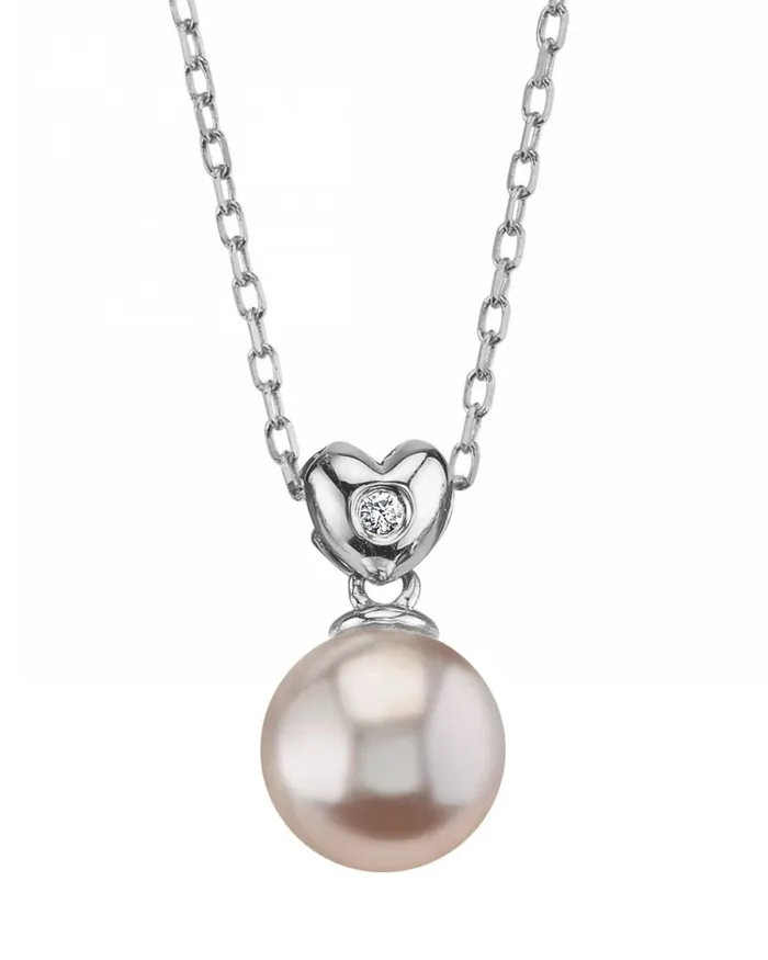 Necklaces SPT Pink Freshwater Pearl Diamond Lev Pendant