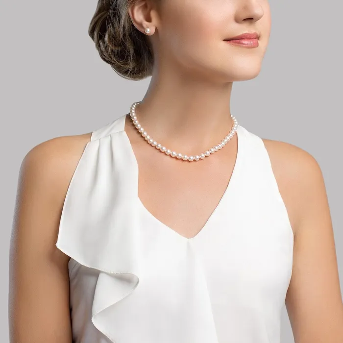 Necklaces SPT White Japanese Akoya Choker Length Pearl Necklace 6570mm AAA Quality