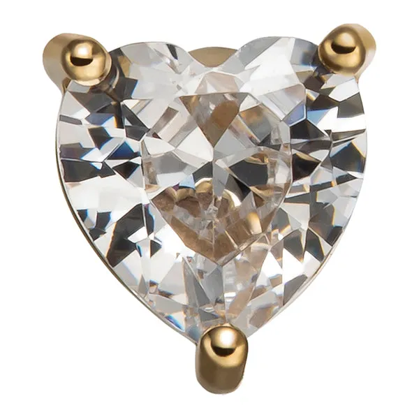 Necklaces Tulsa Body Jewelry Heart Prong 14k Threadless End