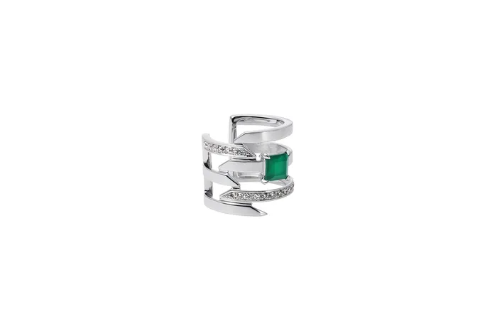 Offset Ear CuffWG Green Agate White Diaoptional RIEFE Earrings