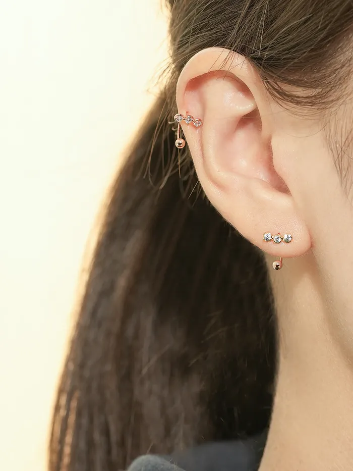 PreStyled Sets MinimalBijoux 14K Gold Triple Cubic Curve Piercing 20G