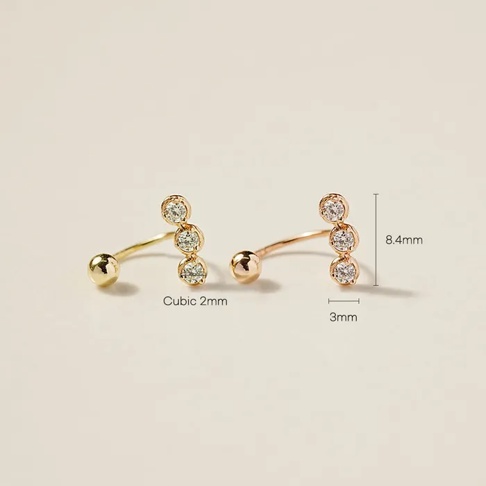 PreStyled Sets MinimalBijoux 14K Gold Triple Cubic Curve Piercing 20G