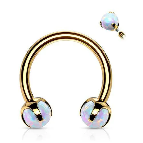 PreStyled Sets Tulsa Body Jewelry 16g Prong Opal Gold Circular Barbell