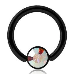 Rings 16g Black Captive CZ Disc Bead Ring Tulsa Body Jewelry