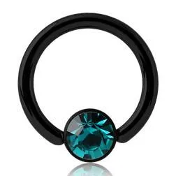Rings 16g Black Captive CZ Disc Bead Ring Tulsa Body Jewelry Rings 16g Black Captive CZ Disc Bead Ring Tulsa Body Jewelry