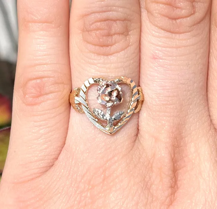 Rings AB and J jewelry 14k Gold Womens Rose Ring