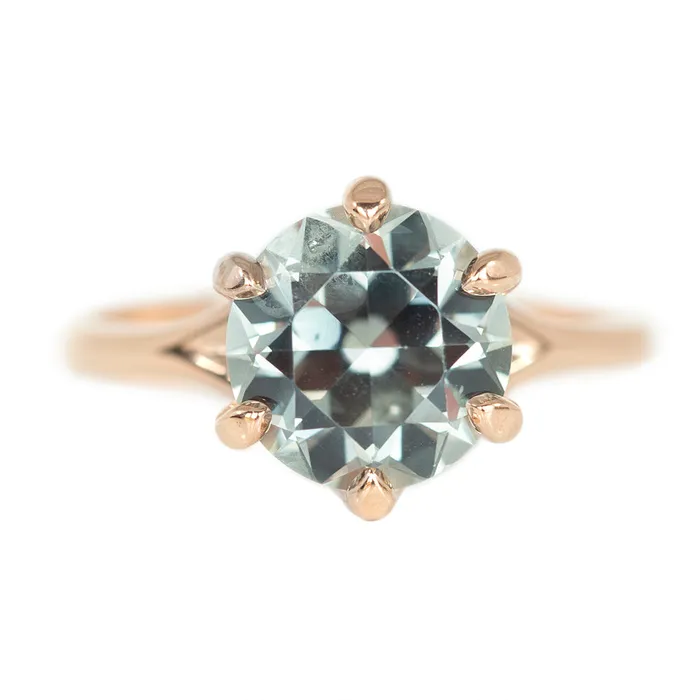 Rings Anueva Jewelry 337ct GIA BlueGrey Montana Sapphire Low Profile Six Prong Split Shank Ring in 14k Rose Gold Rings Anueva Jewelry 337ct GIA BlueGrey Montana Sapphire Low Profile Six Prong Split Shank Ring in 14k Rose Gold