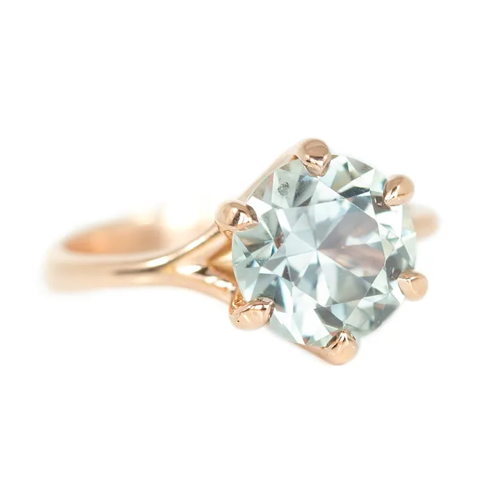 Rings Anueva Jewelry 337ct GIA BlueGrey Montana Sapphire Low Profile Six Prong Split Shank Ring in 14k Rose Gold