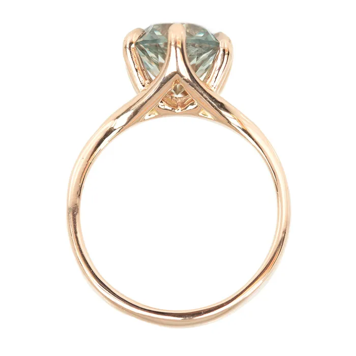 Rings Anueva Jewelry 337ct GIA BlueGrey Montana Sapphire Low Profile Six Prong Split Shank Ring in 14k Rose Gold