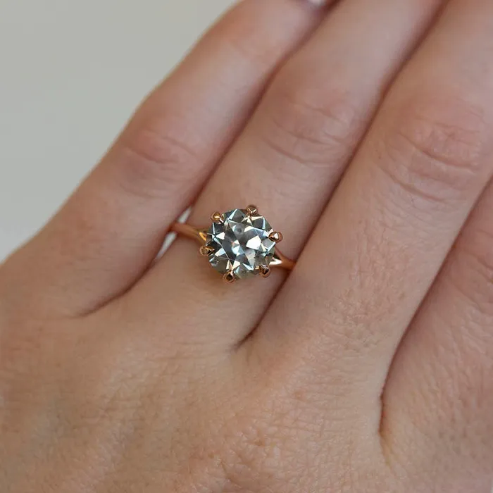 Rings Anueva Jewelry 337ct GIA BlueGrey Montana Sapphire Low Profile Six Prong Split Shank Ring in 14k Rose Gold