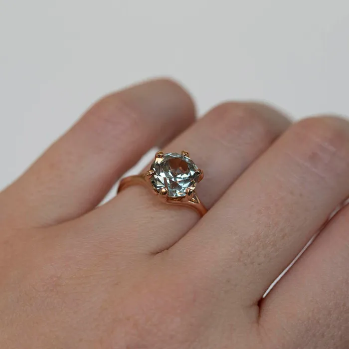 Rings Anueva Jewelry 337ct GIA BlueGrey Montana Sapphire Low Profile Six Prong Split Shank Ring in 14k Rose Gold