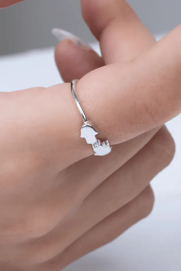 Rings KOAY Silver Store Plain Double Hand Ring