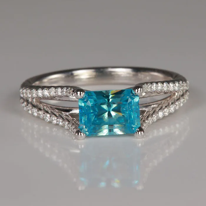 Rings Moriartys Gem Art 14K White Gold Barion Emerald Cut Blue Zircon and Diamond Ring 220 Carats Rings Moriartys Gem Art 14K White Gold Barion Emerald Cut Blue Zircon and Diamond Ring 220 Carats