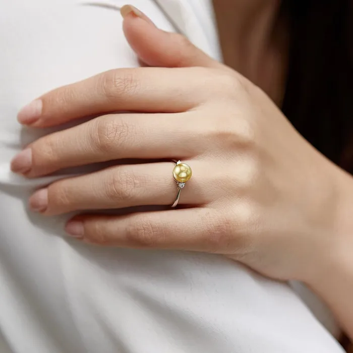 Rings SPT Golden South Sea Pearl Diamond Polaris Ring