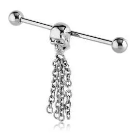 Rings Tulsa Body Jewelry 14g Skull Chains Industrial Barbell