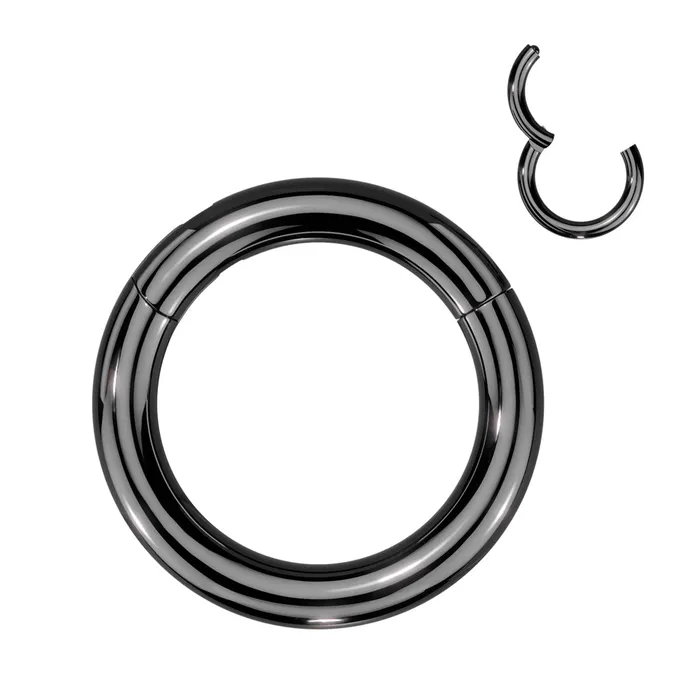 Rings Tulsa Body Jewelry 6g Black Titanium Hinged Segment Ring