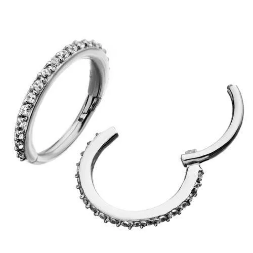Rings Tulsa Body Jewelry CZ Paved Stainless Hinged Segment Ring