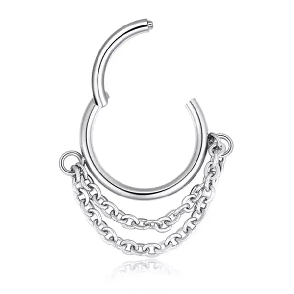 Rings Tulsa Body Jewelry Double Chain Dangle Hinged Segment Ring