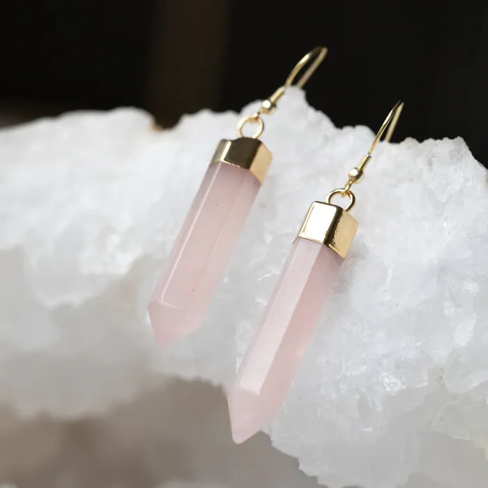 Rose Quartz Point Earrings Beau Life Earrings